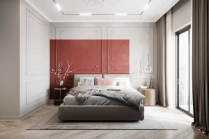 现代红色卧室装修设计效果图