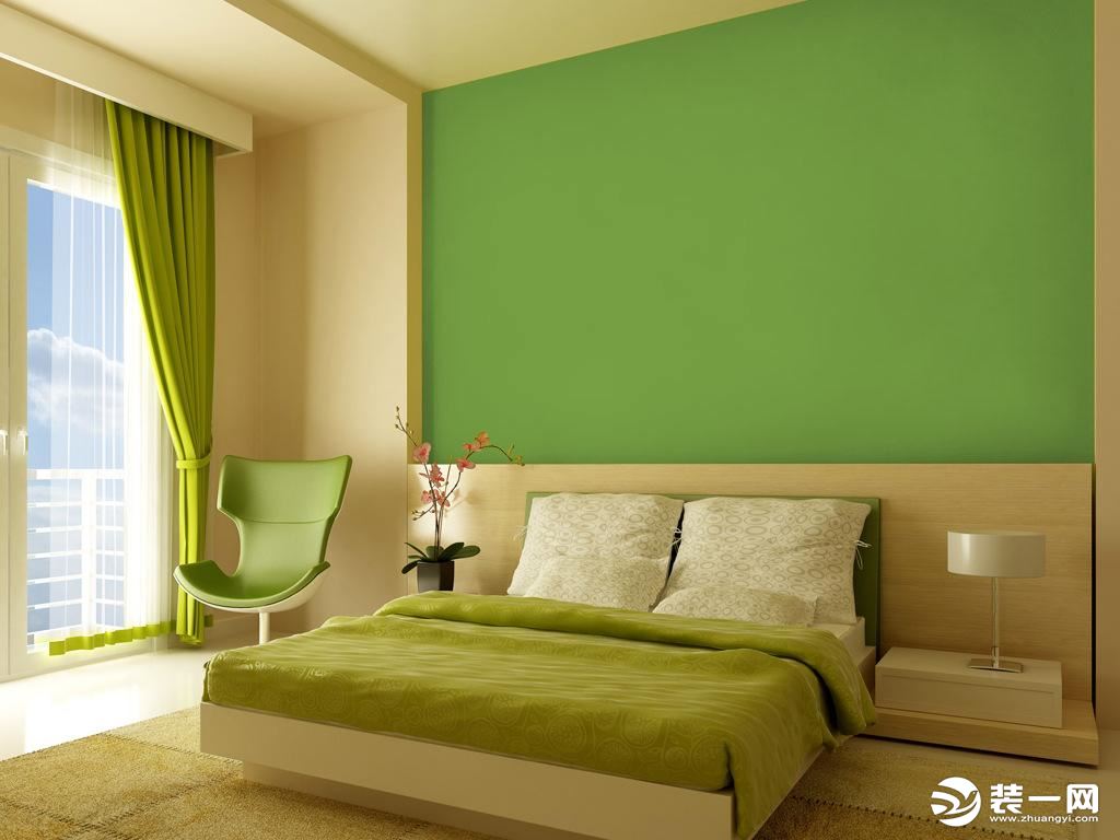 自然,充满活力的绿色卧室设计 - 设计之家