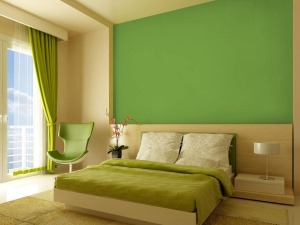 110平北欧风三居卧室绿色装修设计