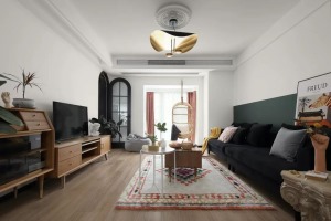 130平北欧风格装修 三居室深色调家居设计效果图