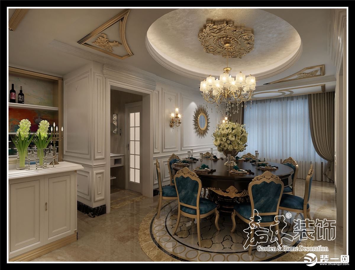 乌鲁木齐嘉禾装饰280平米法式风格南山别墅设计餐厅效果图