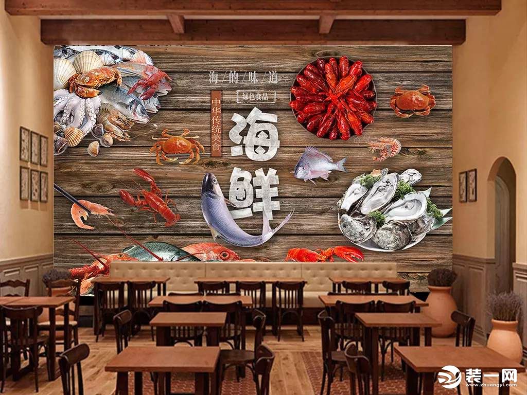 2019海鲜餐厅装修设计图片大全-公装效果图_装一网装修效果图