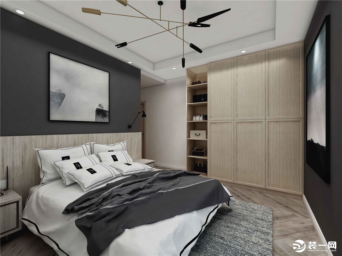 重庆唐卡装饰龙湖·春森彼岸北欧风格103平米卧室装修效果图