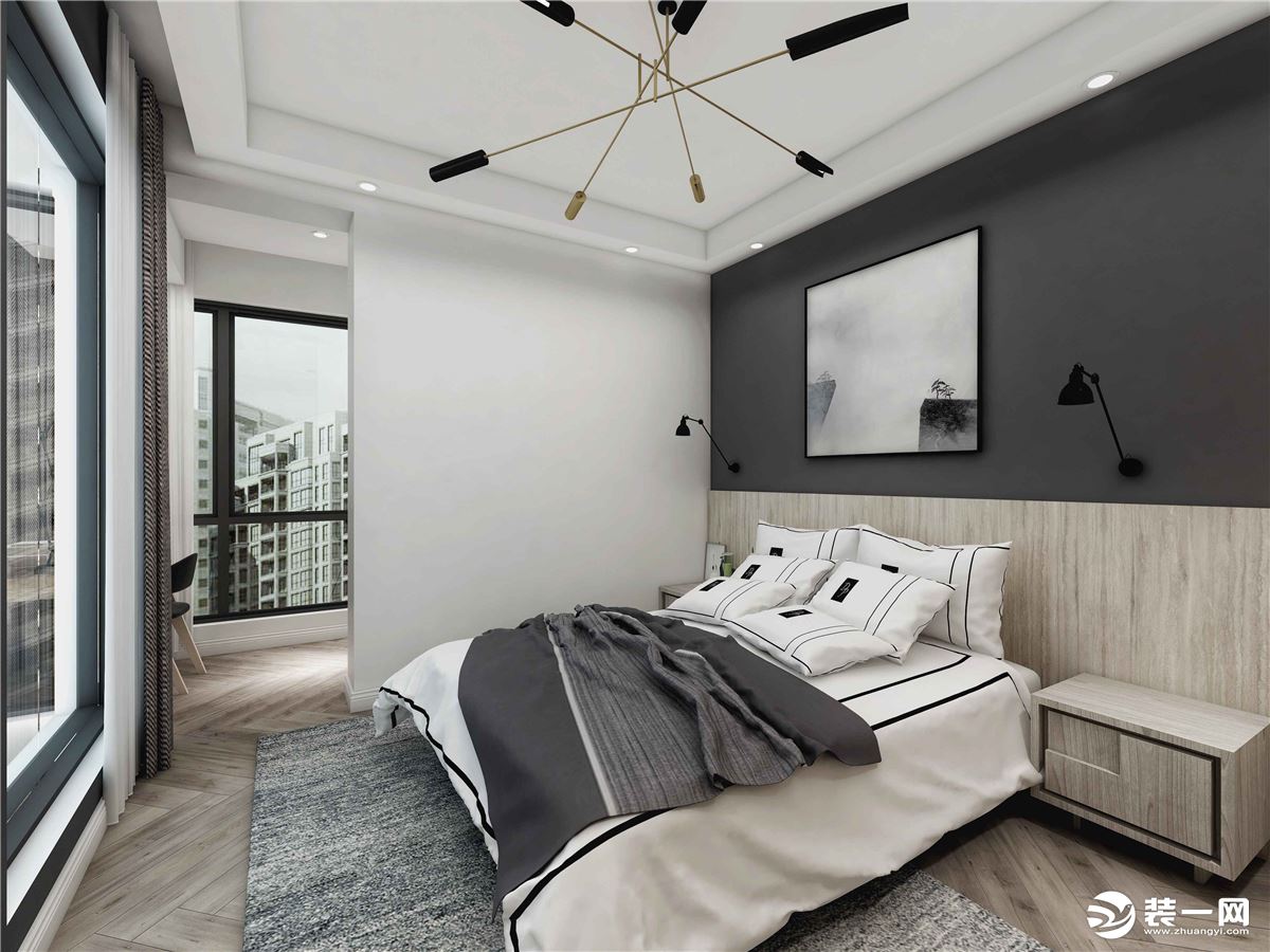 重庆唐卡装饰龙湖·春森彼岸北欧风格103平米卧室装修效果图