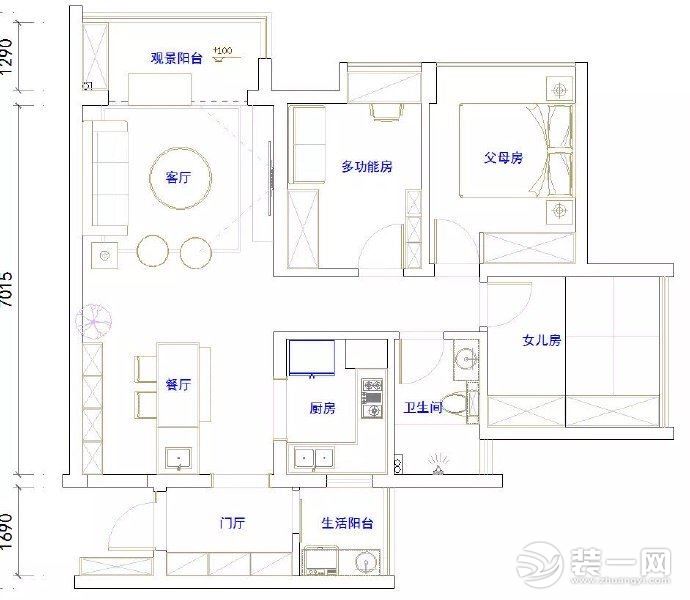 和父母一起居住的現(xiàn)代簡約北歐風(fēng)格裝修效果圖