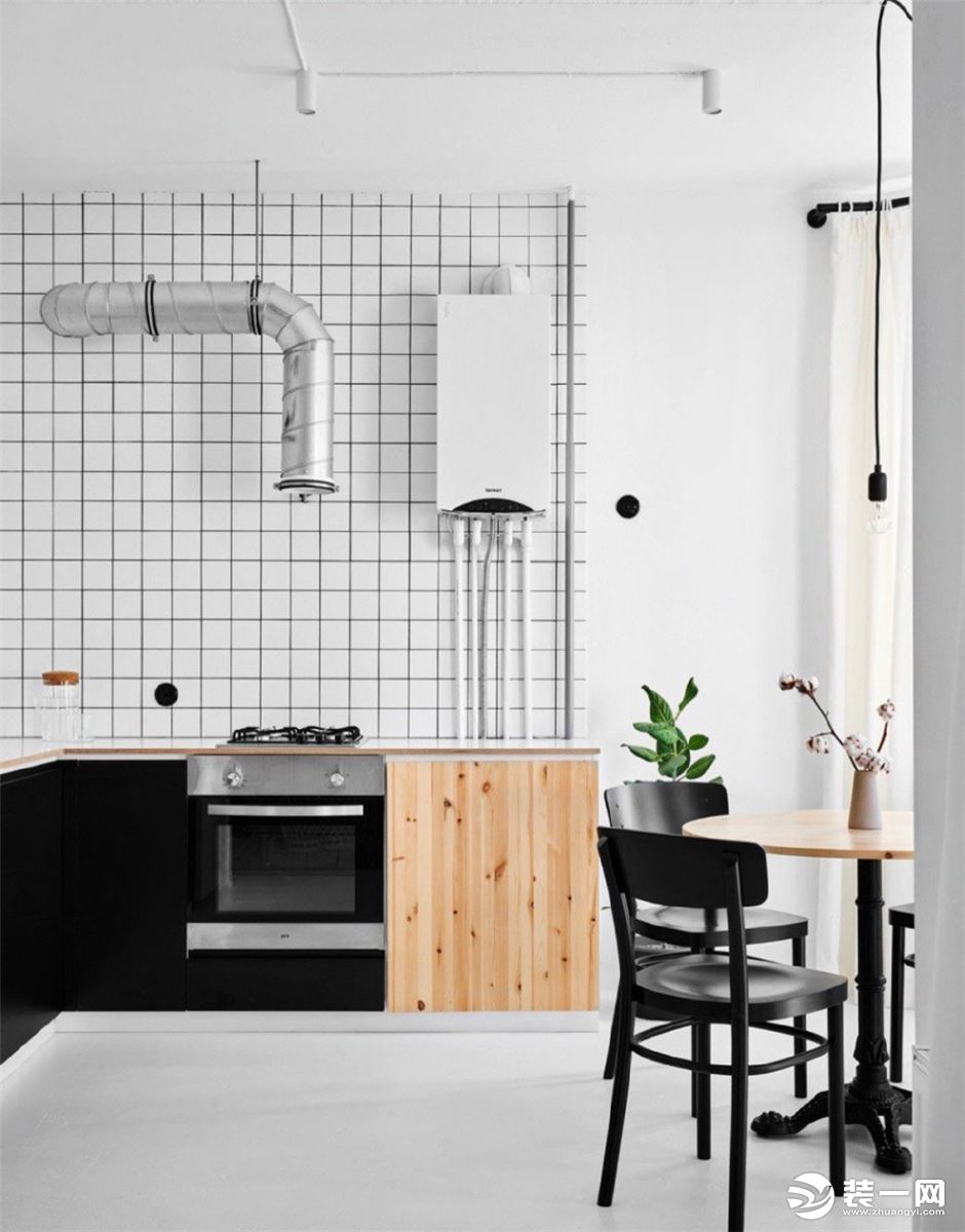 60平单身公寓黑白灰主题设计效果图
