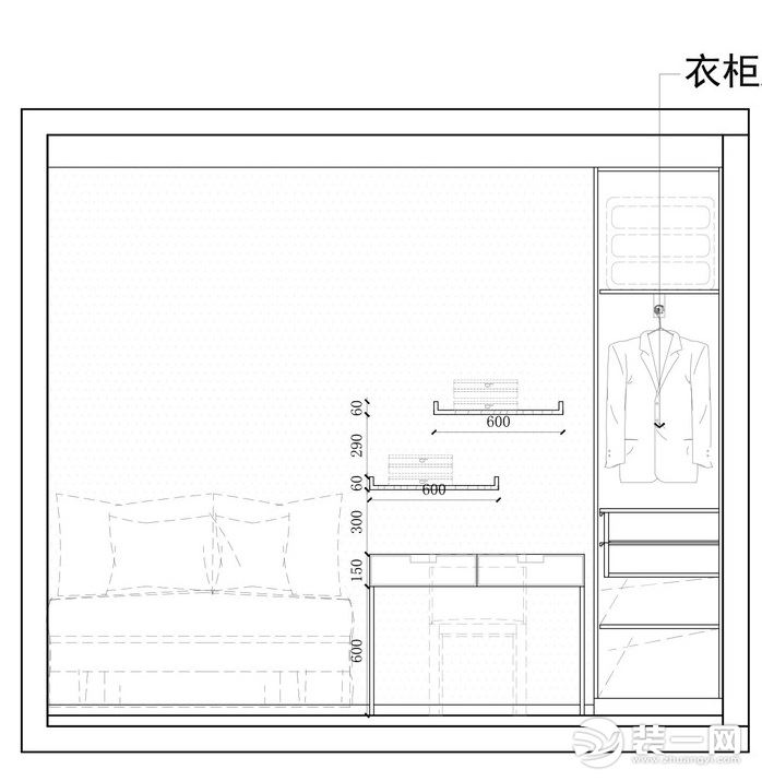 次卧衣柜结构图