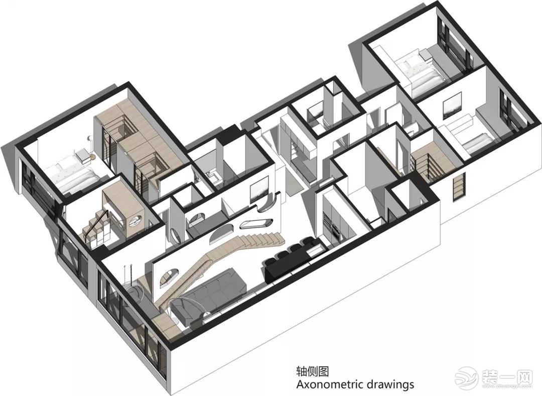 120㎡现代极简，公共区域改造成一个童趣活泼的游乐场