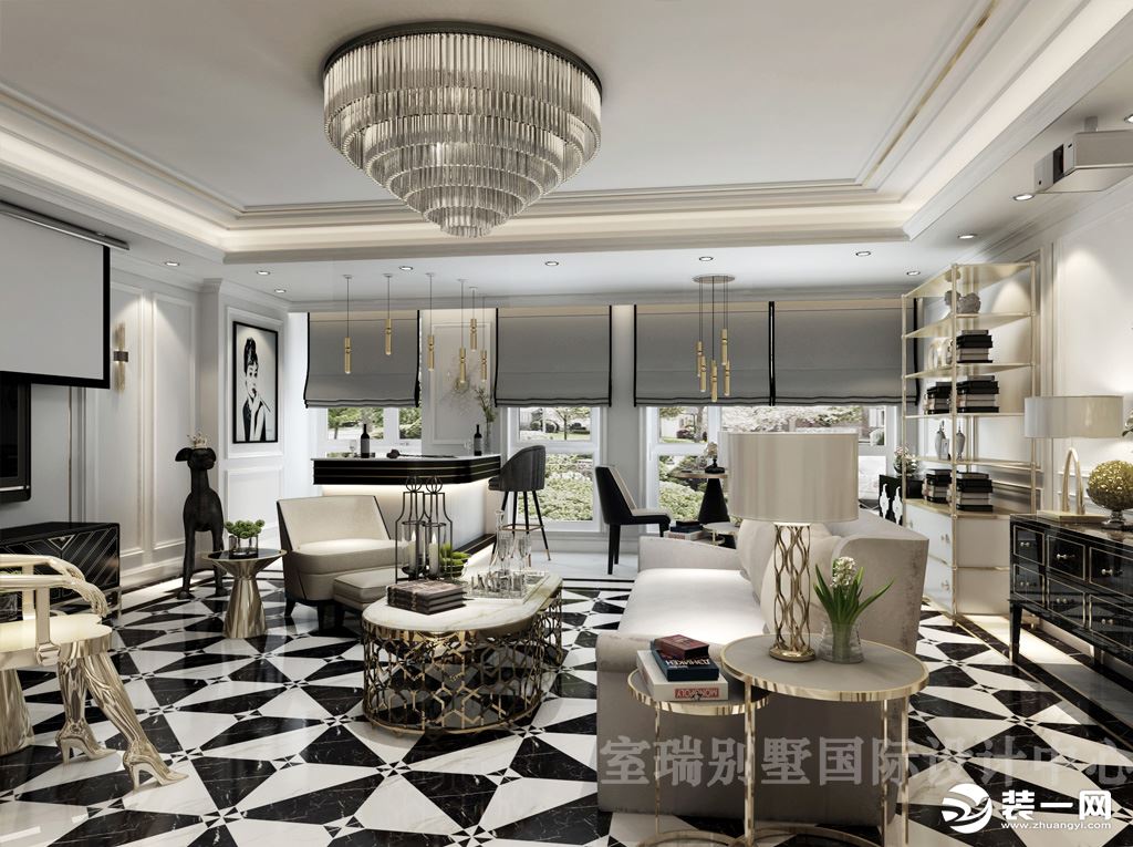 北京室瑞别墅设计现代轻奢风客厅效果图