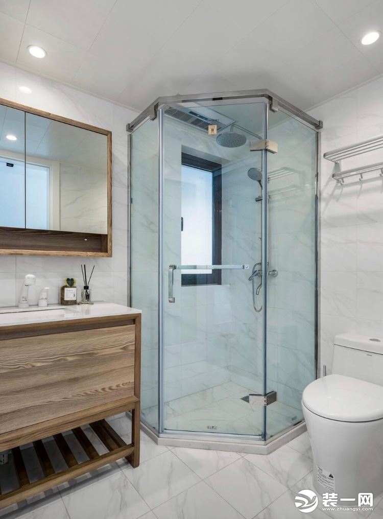卫生间淋浴房干湿分离搭配设计效果图