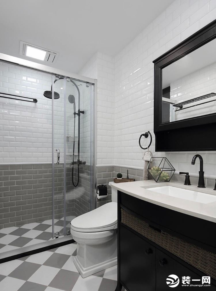 卫生间淋浴房干湿分离搭配设计效果图