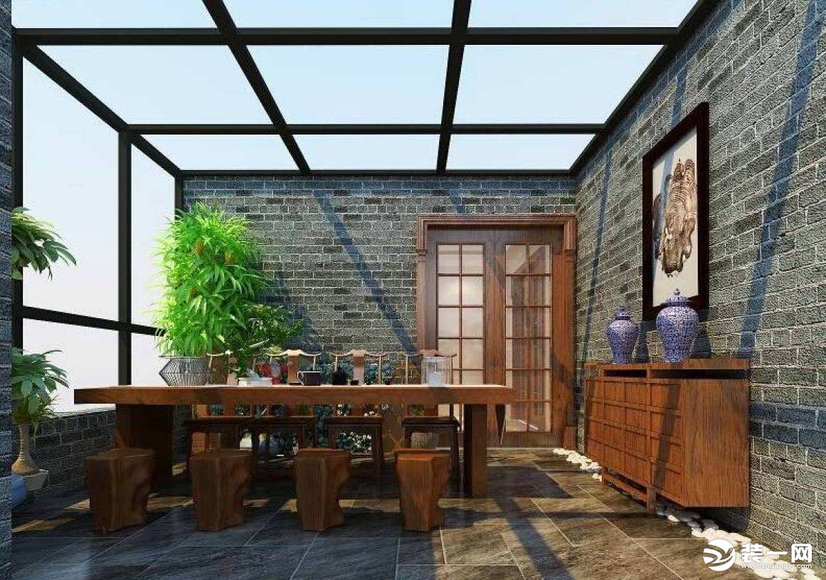 新中式阳光房 - 效果图交流区-建E室内设计网