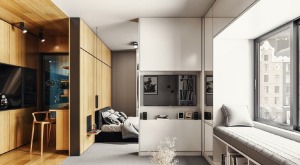 35m²小户型单身公寓混搭清新范装修效果图