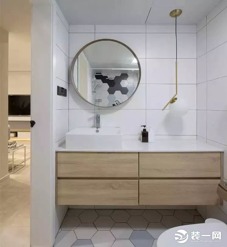 卫生间洗手台地面瓷砖装修效果图