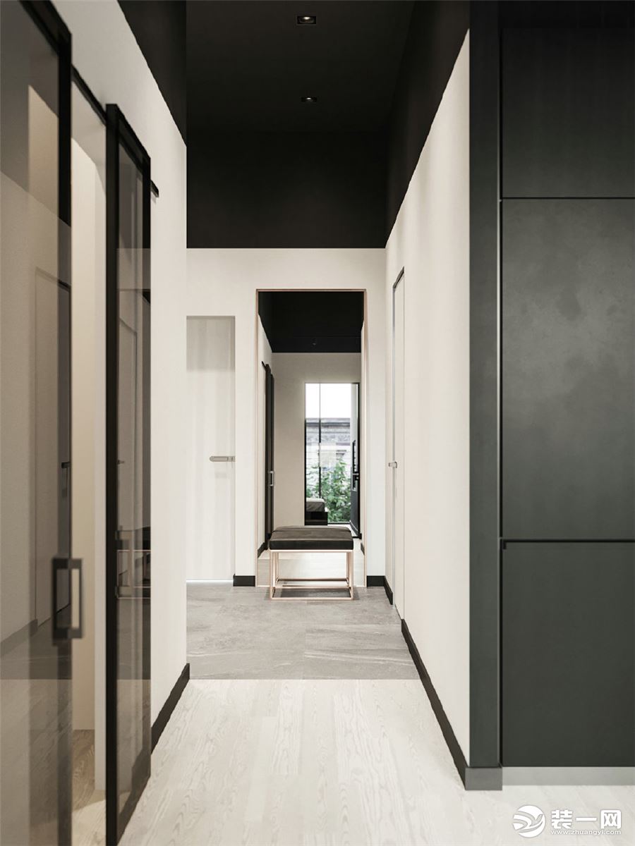 126平米黑白风格北欧家装设计效果图