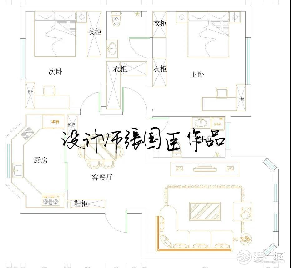 90平简约灰装修效果图