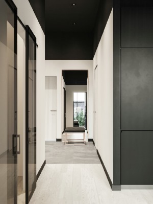 126平米黑白风格北欧家装设计效果图