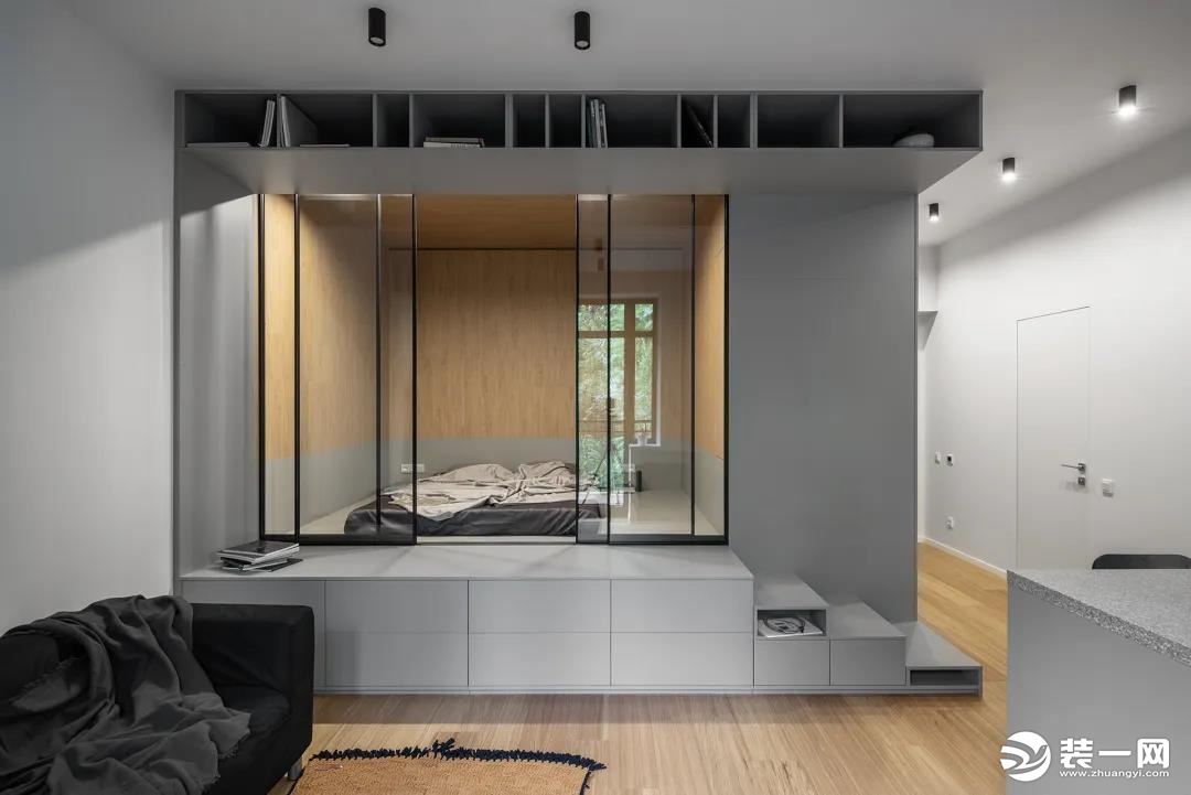40平精致小公寓装修 黑灰+原木简约设计