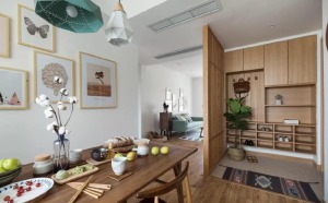 107㎡北欧风三居室木质家具装饰效果图