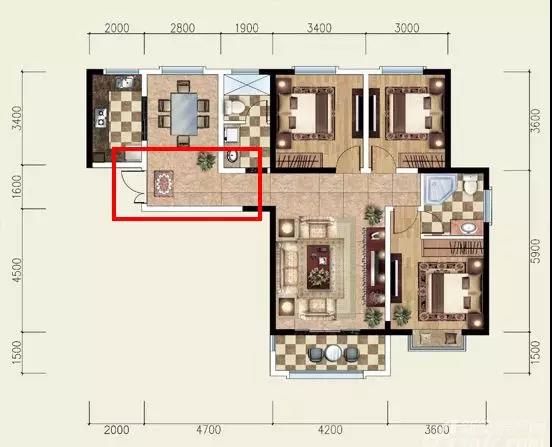 进门是L型空间设计效果图