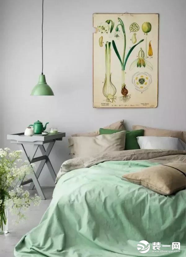 卧室墙面绿色搭配设计效果图