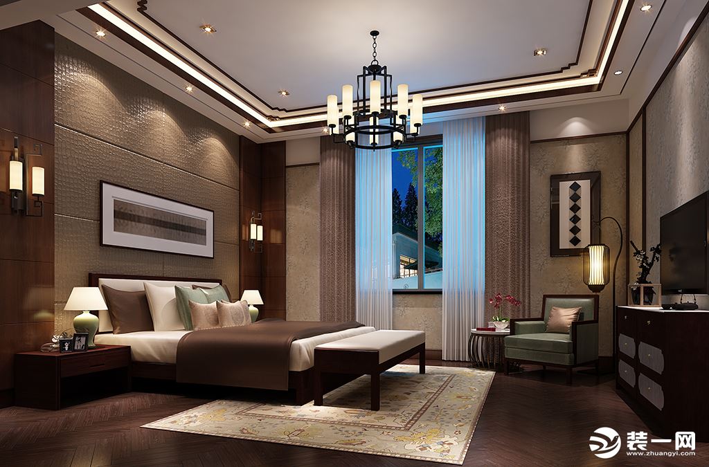 新中式设计理念卧室效果图