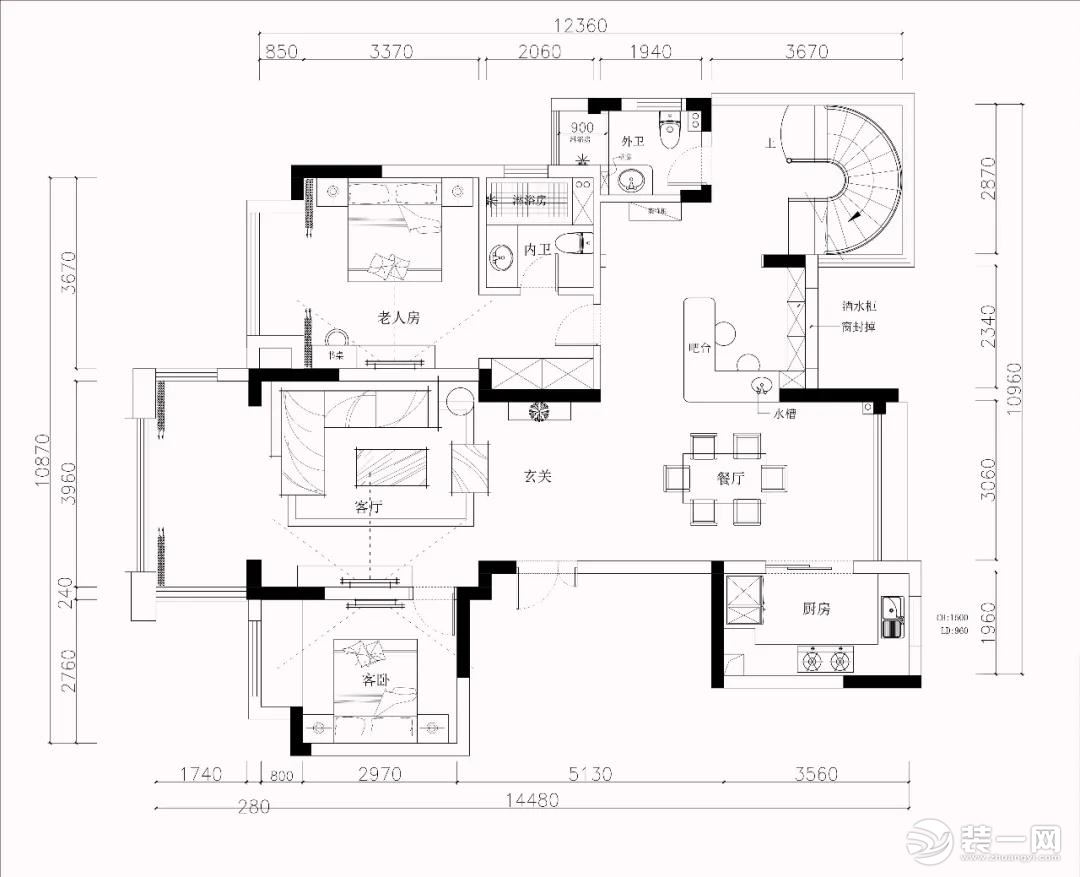 狮山名门楼盘156m²户型图