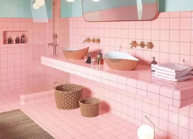 卫生间浴室柜台面圆角瓷砖设计效果图