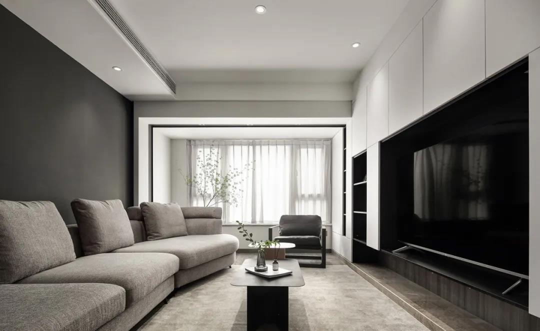 现代客厅电视柜做满墙设计效果图
