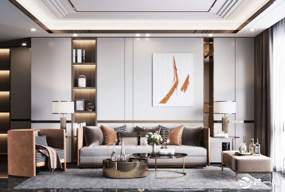 典雅色系客厅现代风设计效果图