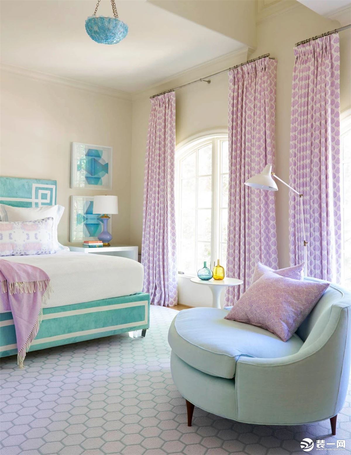 伊莎莱-高端紫色卧室窗帘效果图-卧室窗帘图片