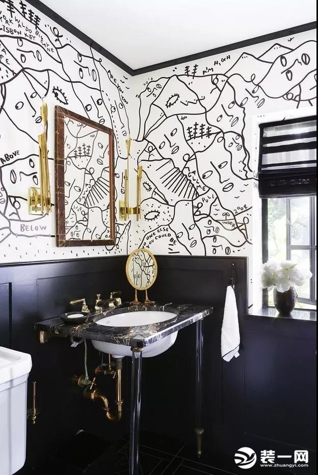 抽象壁画浴室搭配效果图
