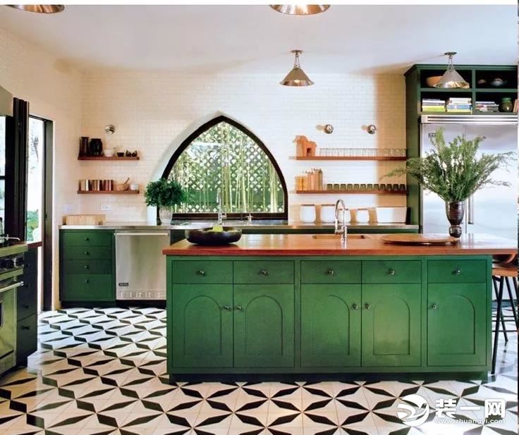 绿色系厨房设计效果图
