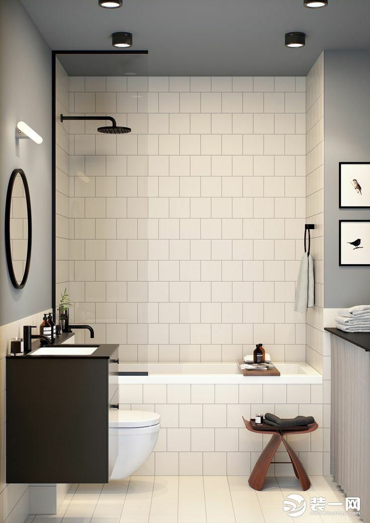 卫浴间淋浴屏浴缸设计效果图