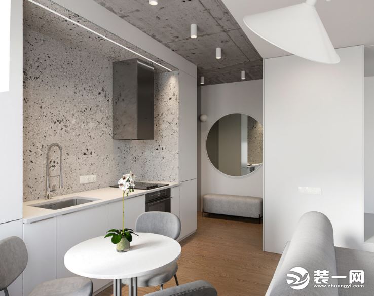极简主义风格单间小公寓空间设计，从非传统的技术中获得装饰价值