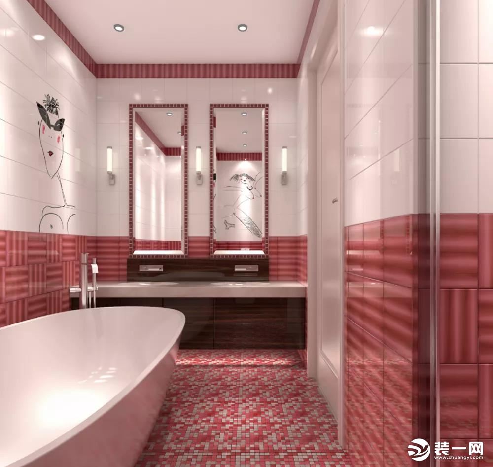 热情红浴室色调效果图