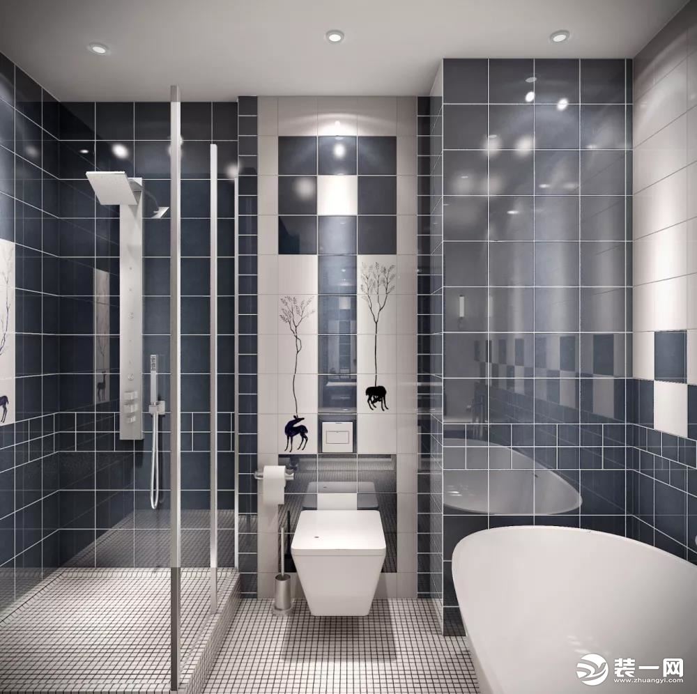 优雅蓝卫浴室设计效果图