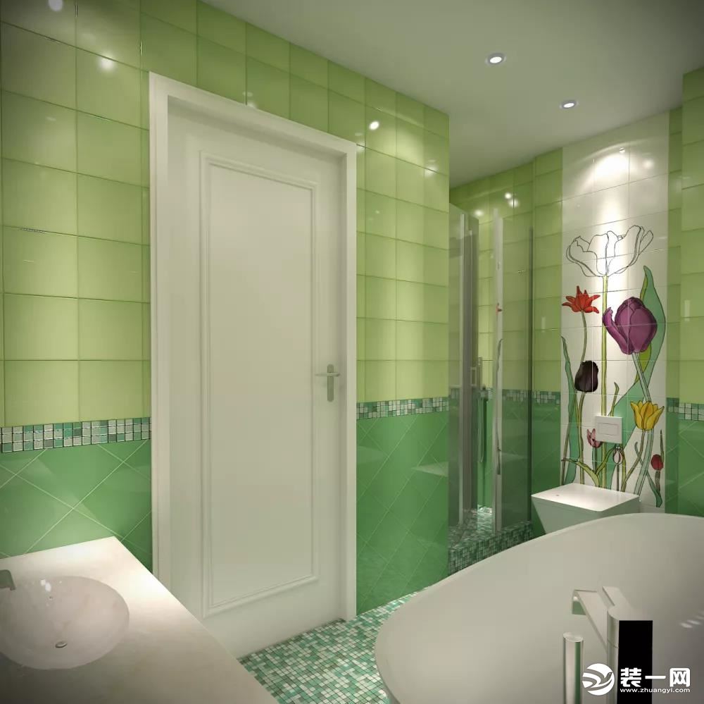 绿色浴室色调设计效果图