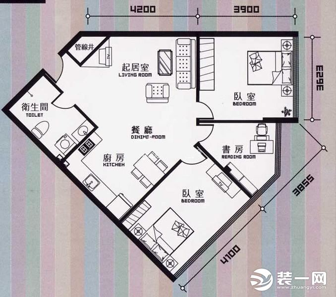 有尖角的戶型示意圖