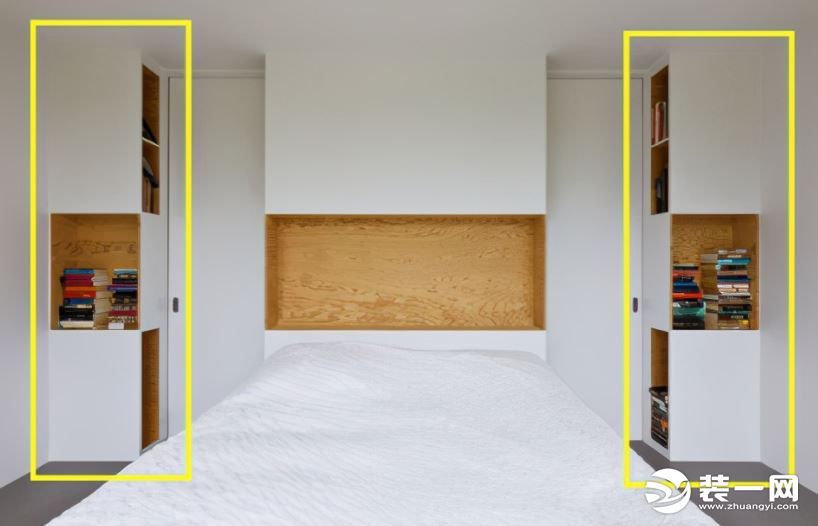 床头柜有什么用？不如床头两侧打到顶的柜子，收纳空间堪比储藏室