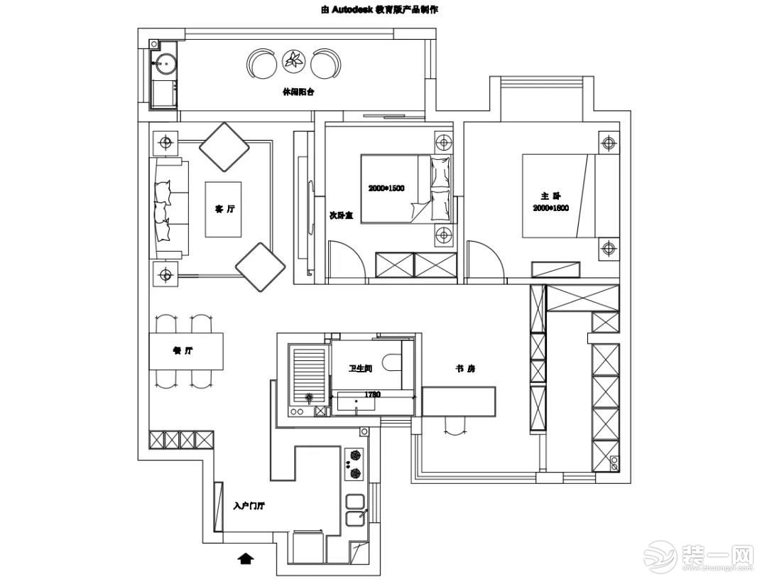 湖州圣都装饰公司110平暗室改造平面图