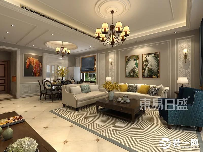宁波东易日盛 300平美式洋房，风格独特、配色大胆