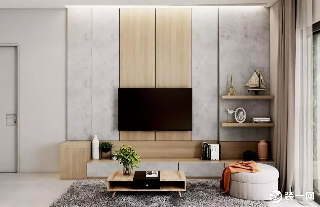 电视背景墙收纳柜设计效果图