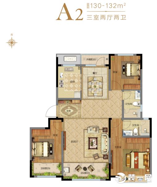 鑫江·合院三居室户型图