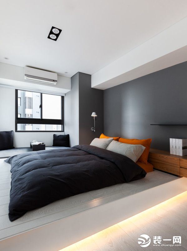 卧室照明设计 悬浮地台床效果图