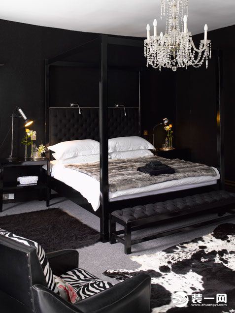 卧室照明设计 极致黑白风格效果图