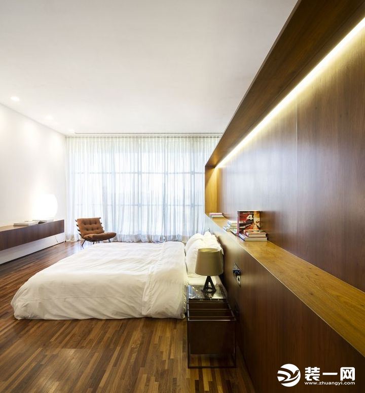 卧室照明设计 木质极简效果图