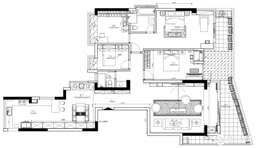 东莞百创装饰公司192平现代风四室两厅一厨一卫改造案例图