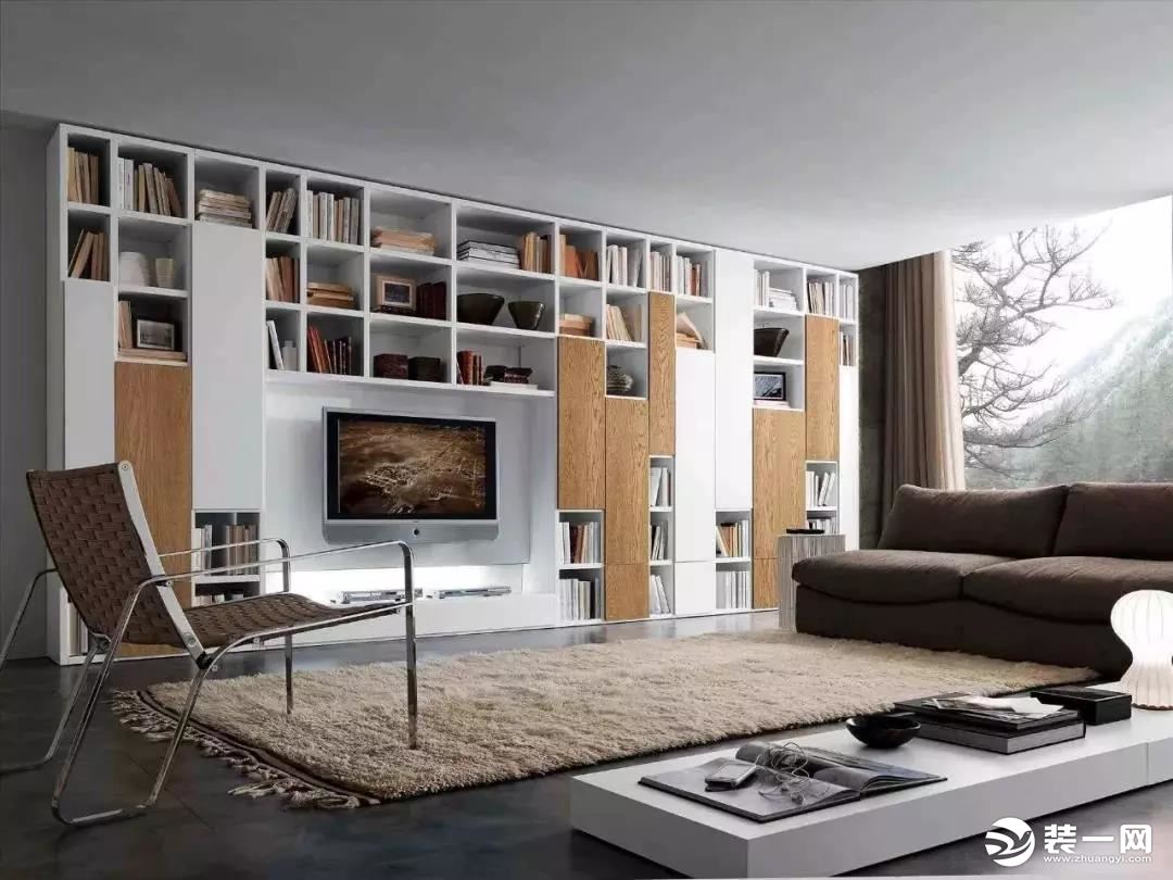 电视背景墙装修 书柜电视背景墙设计效果图