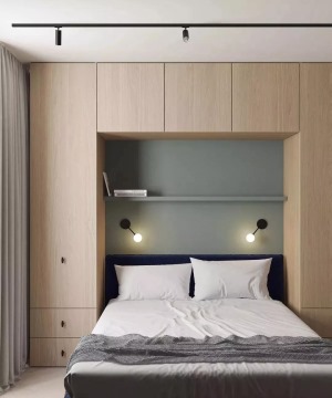 床頭背景墻收納設計效果圖，臥室收納，臥室裝修